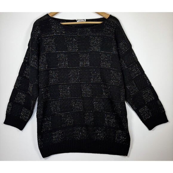 Vintage Keneth Too Plus Sweater Womens Large Metallic Knit Pullover USA 90s - Picture 1 of 13